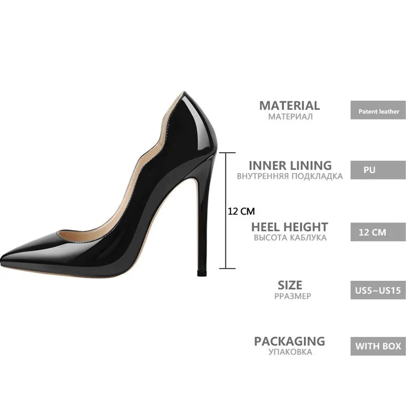 "Women’s Pointed Toe 12CM Stiletto Heels – Sexy Gradient Colorful Slip-On Pumps for Wedding & Party Fashion"