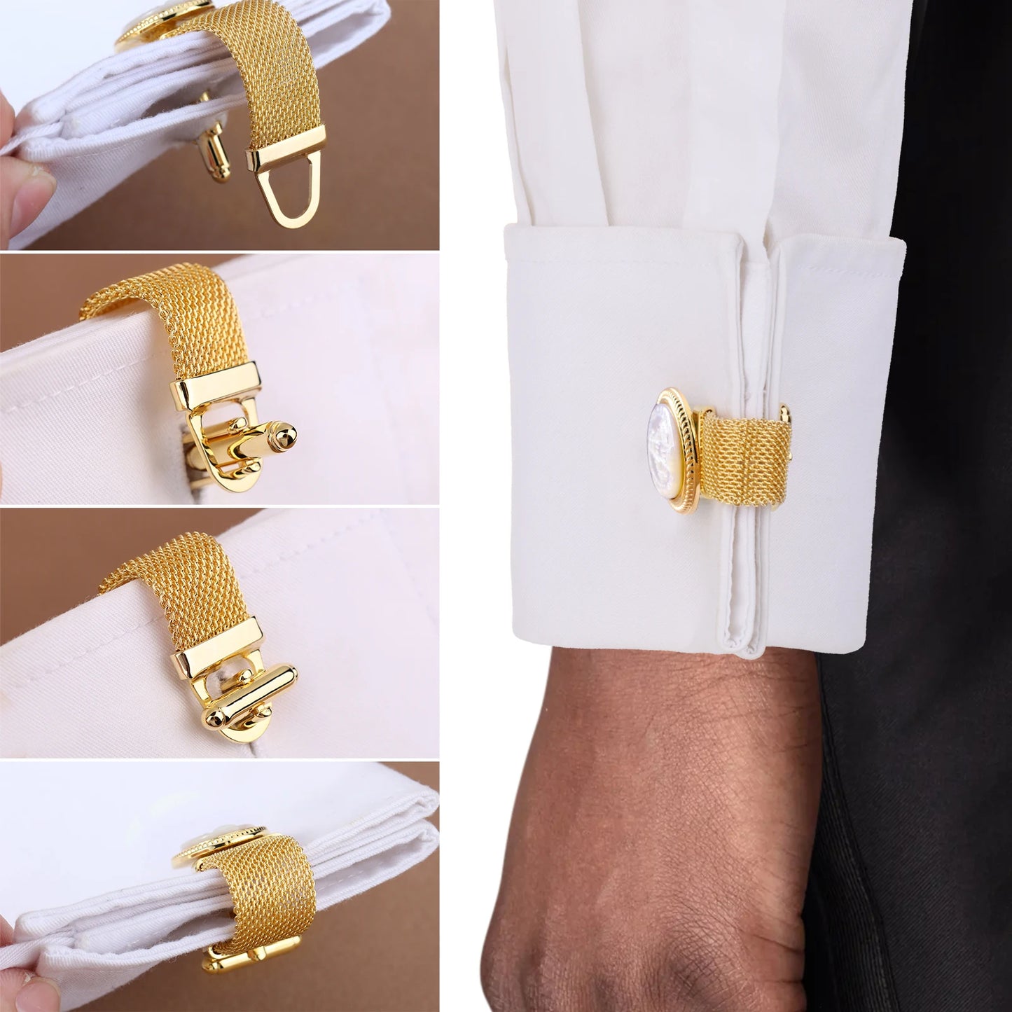 Jesus Mother of Pearl Cufflinks for Men – Religious Gift for Christian Celebrations & Christmas