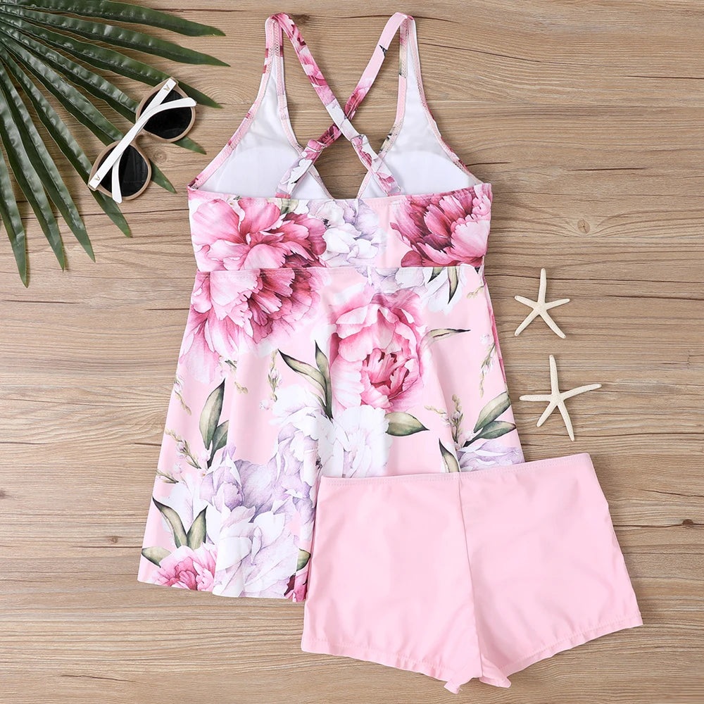 2025"Wild Elegance: High-Waisted Animal Print Tankini Set"