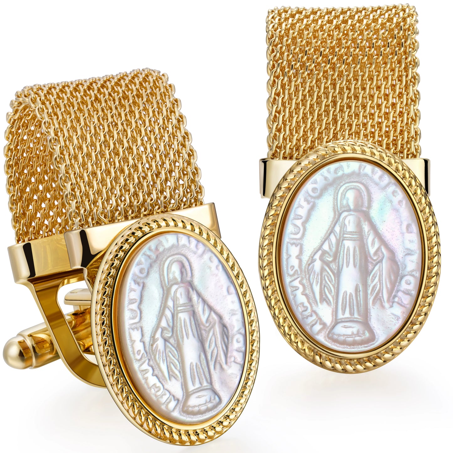 Jesus Mother of Pearl Cufflinks for Men – Religious Gift for Christian Celebrations & Christmas
